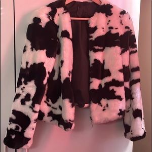 Adorable Faux Fur Cow Print Coat